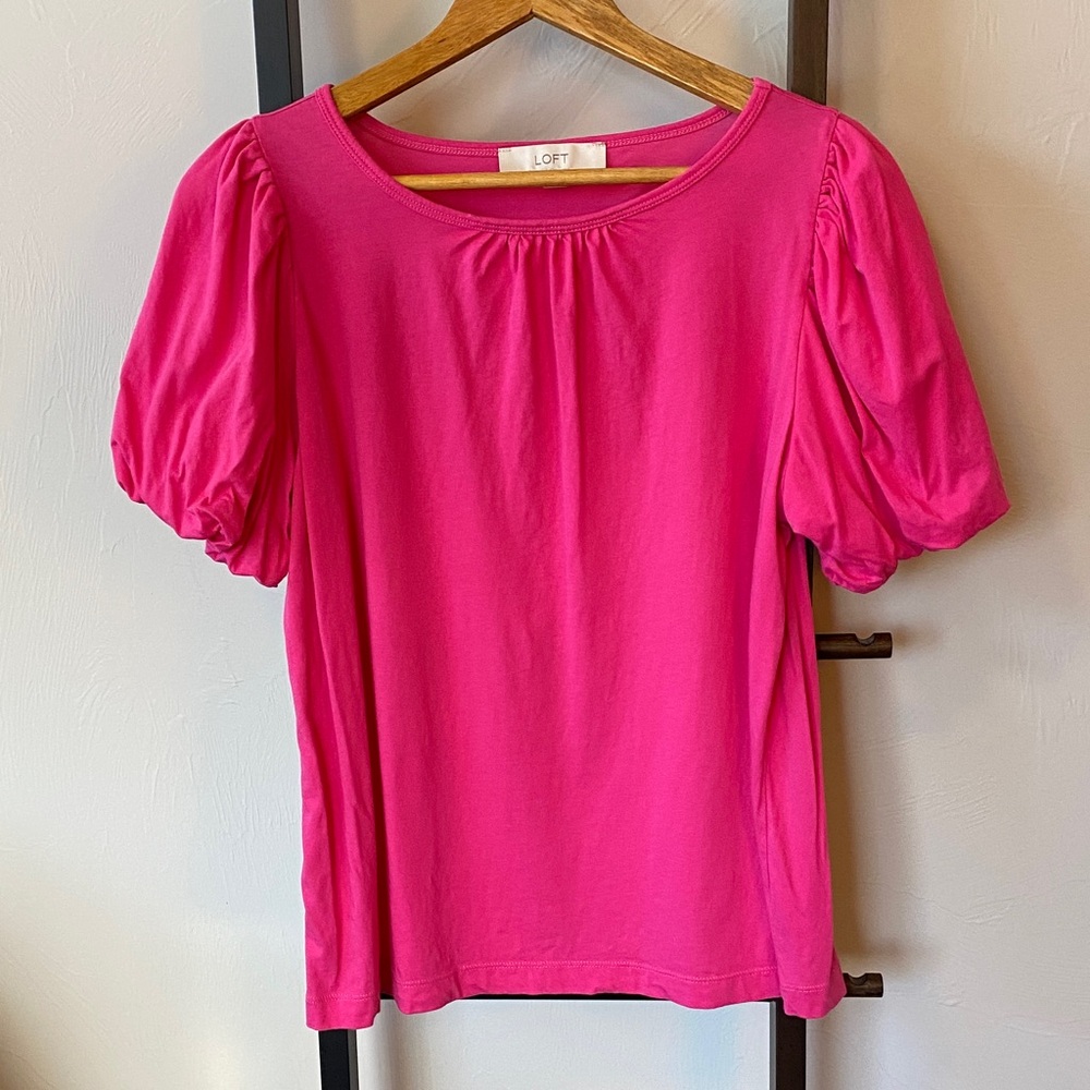 LOFT Bright Pink Short Sleeve Top